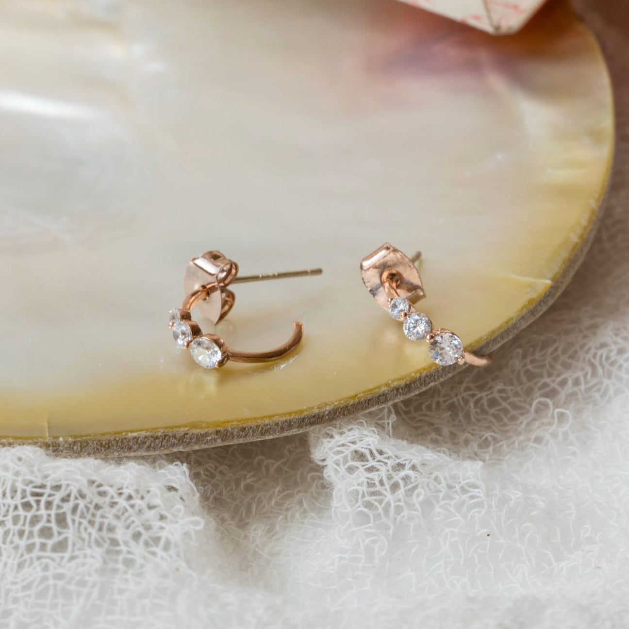 Triple cubic semi-hoop earrings