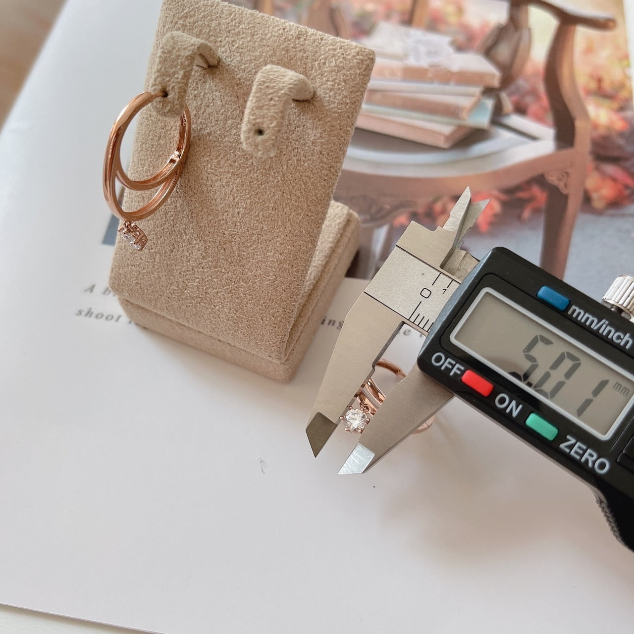 Double cubic dangle huggie earrings