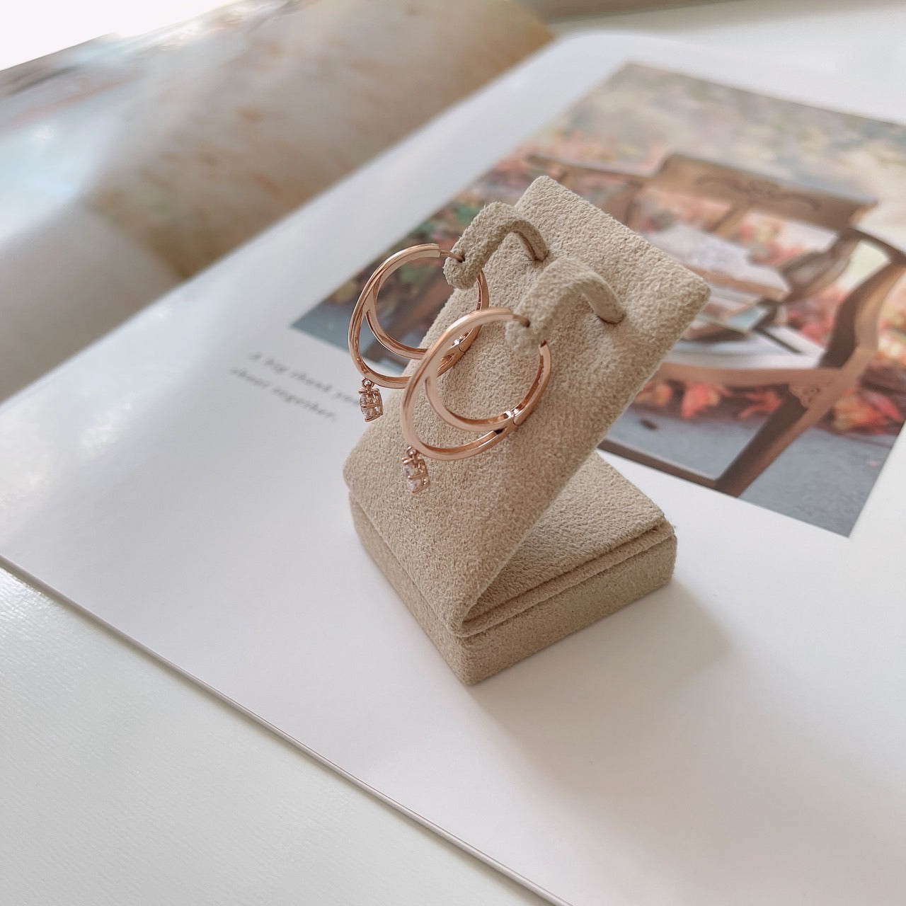 Double cubic dangle huggie earrings